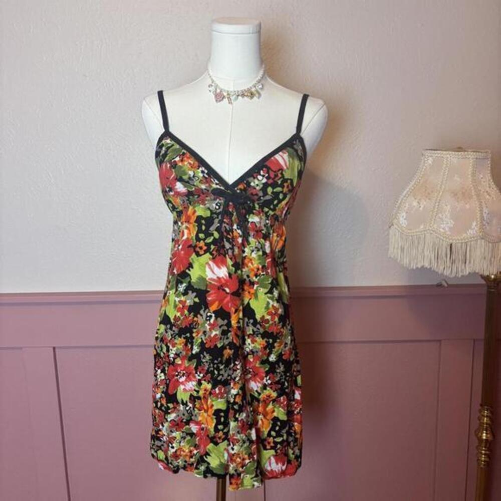 vtg cottage babydoll garden fairy floral dress  soda blu sz xs